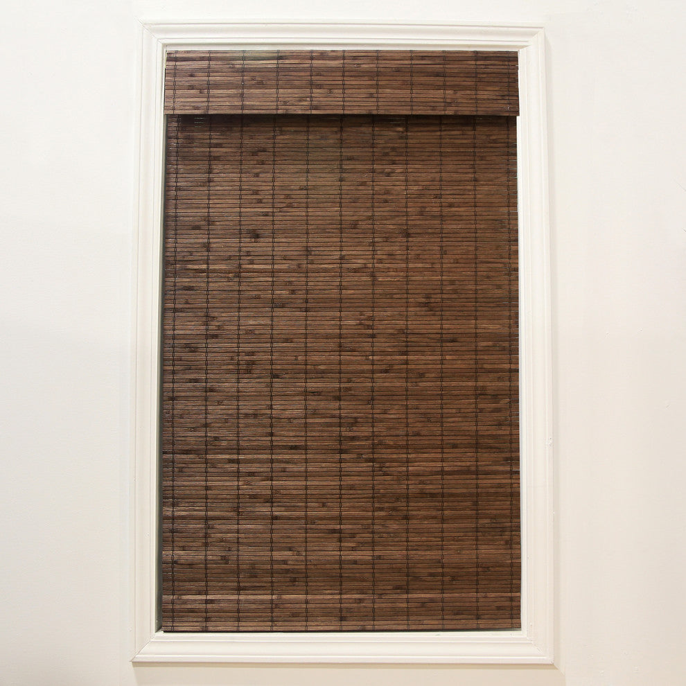 Cordless Cocoa Dockside Flatstick Bamboo Roman Shade, 35"x64"