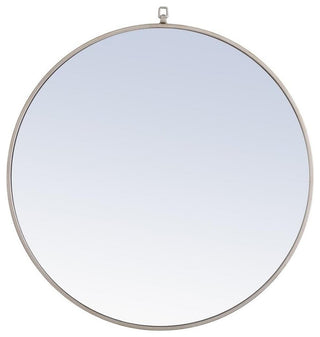 Elegant Decor Rowan 32" Round Metal Frame Hooked Mirror in Silver
