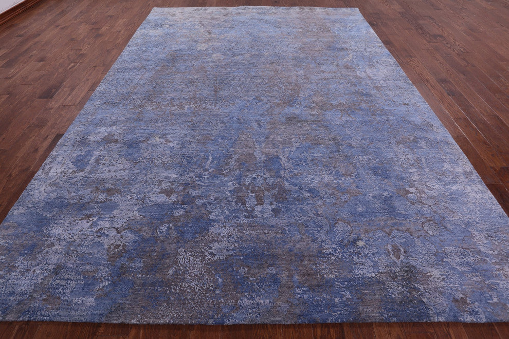 9' 0" X 12' 4" Wool and Silk Hand Knotted Abstract Rug Q9037