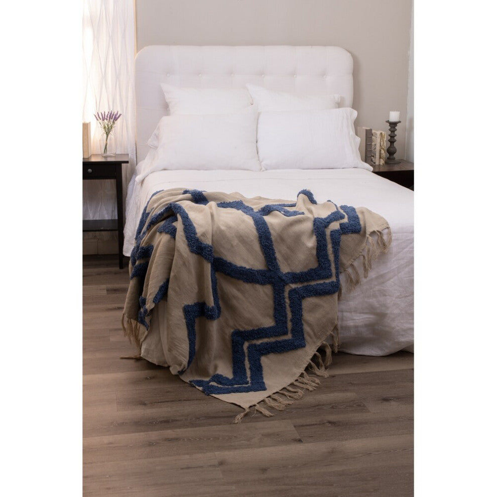 Arcadin Linen Throw Blanket, Indigo