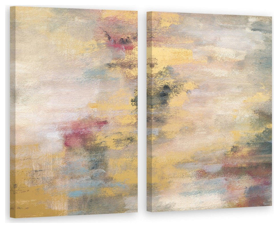 Yellow Streaks Diptych, 48"x36"
