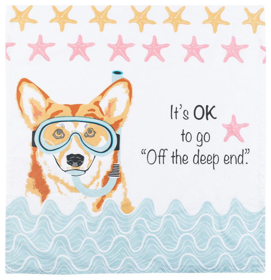 Nautical Dogs Kitchen Tea Towel, Welsh Corgi