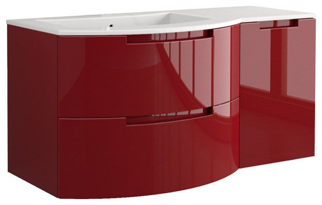 Latoscana OA43OPT2R Oasi 43" Vanity With Right Side Cabinet, Red