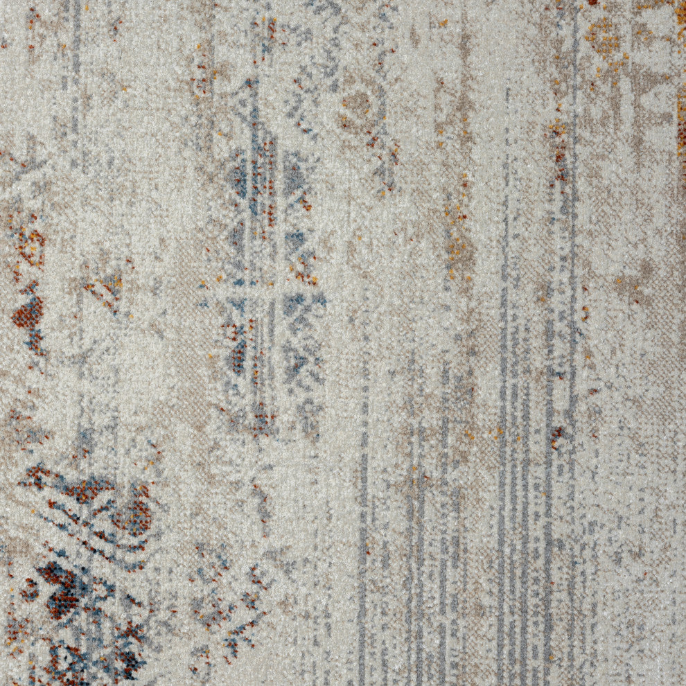Leilani Gray/Multi Distressed Medallion Machine-Washable Area Rug, 5' x 7'