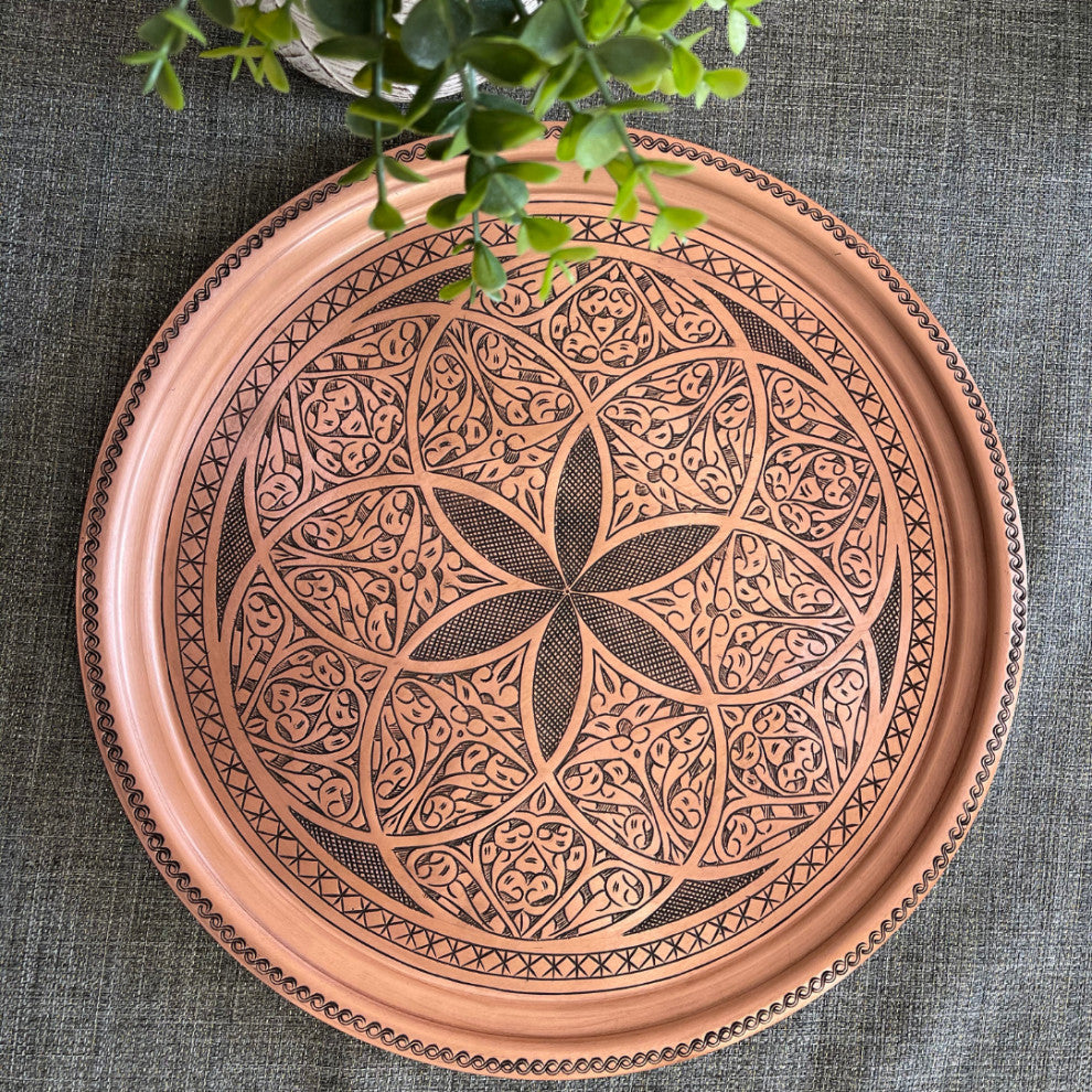 BeldiNest 14" Hand Chiseled Copper Tray