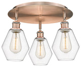 Cindyrella-3 Light 18" Flush Mount-Antique Copper, Clear Glass Shade