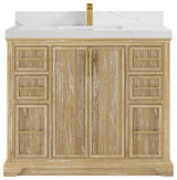 Alys Teak 42 Single Sink Bathroom Vanity Whitewashed 2" Calacatta Laza