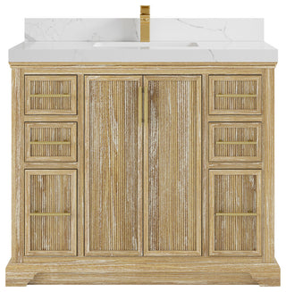 Alys Teak 42 Single Sink Bathroom Vanity Whitewashed 2" Calacatta Laza