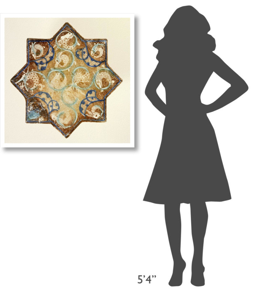"Star Tile with Animal Motifs" Print 13th Century Persian Artisan, 32"x32"