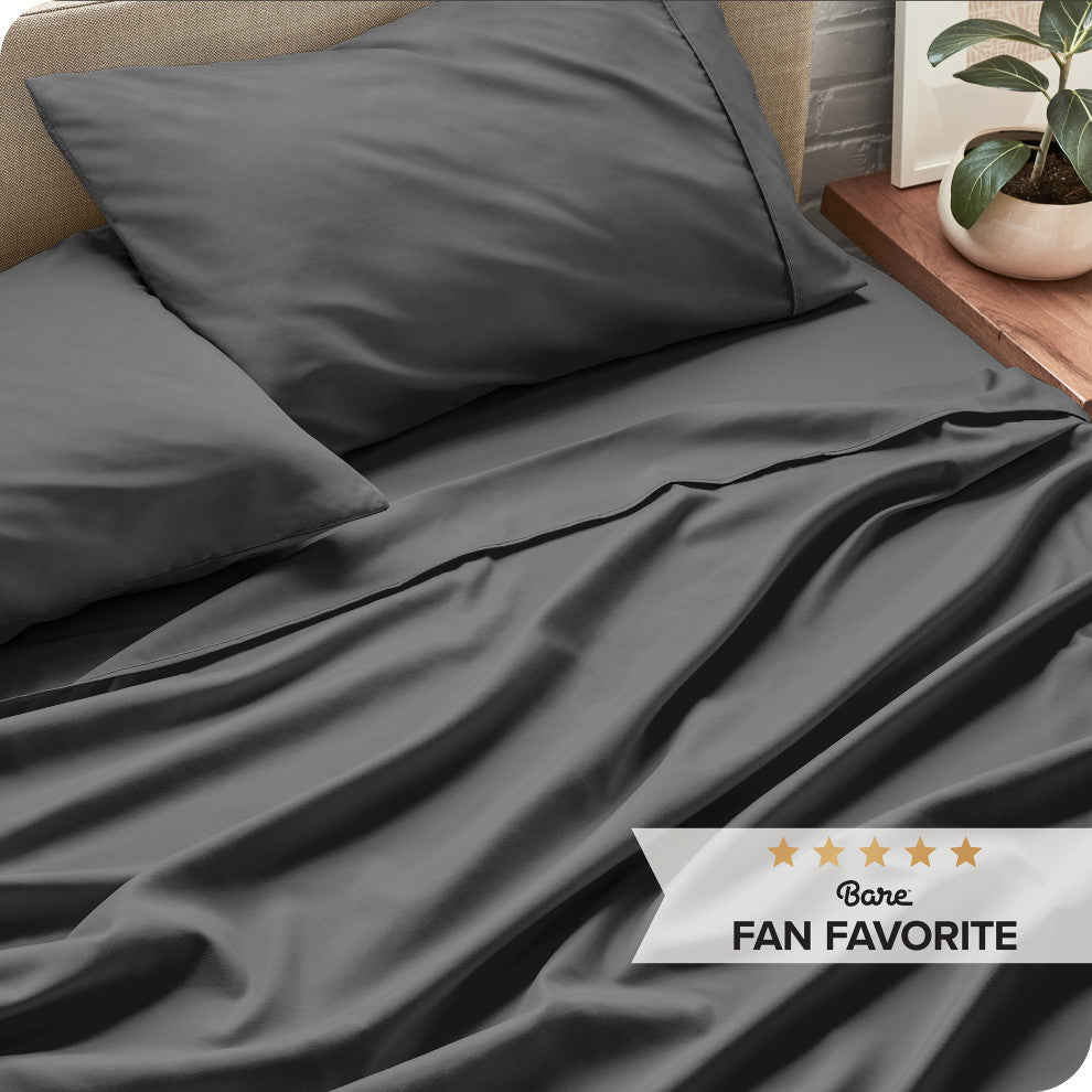 Bare Home 1800 Microfiber Sheet Set, Gray, California King
