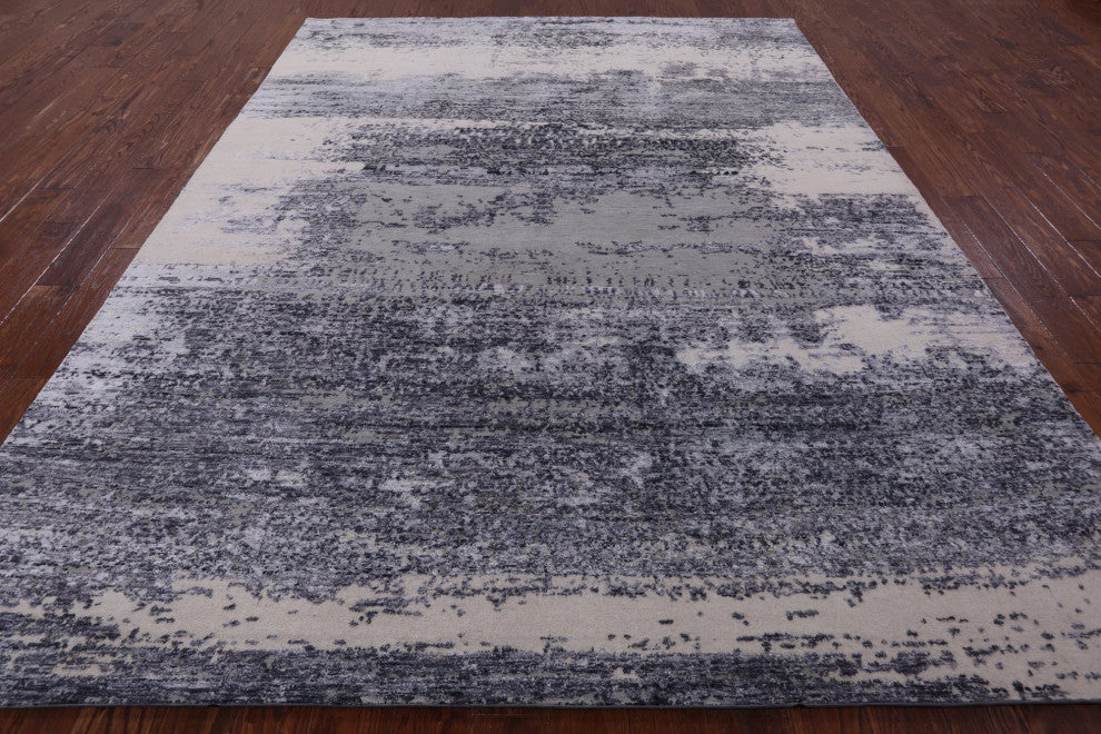 7' 10" X 10' 1" Modern Hand Knotted Wool and Silk Rug Q7216