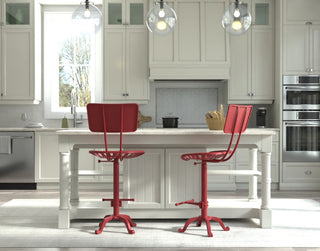 August Tractor Seat Stool With Back, Red