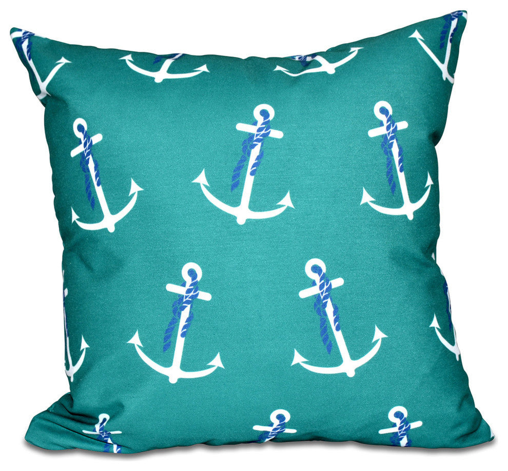 Anchor Whimsy, Geometric Print Pillow, Green, 26"x26"