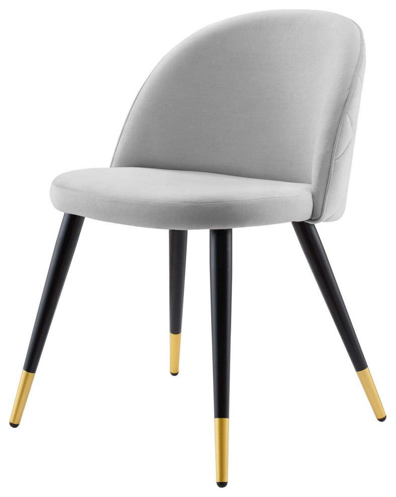 Side Dining Chair, Set of 2, Velvet, Gray, Modern, Cafe Bistro Restaurant
