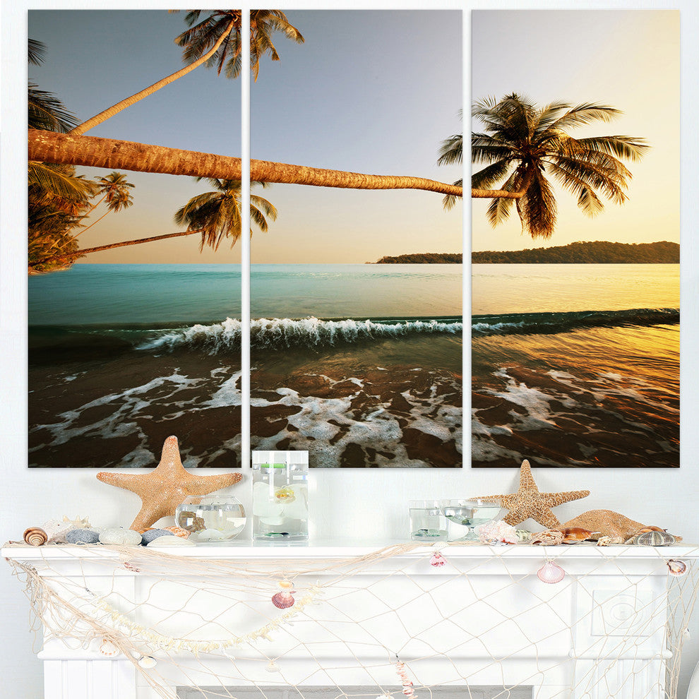 "Andaman Sea Large Coconut Palms" Metal Wall Art, 3 Panels, 36"x28"
