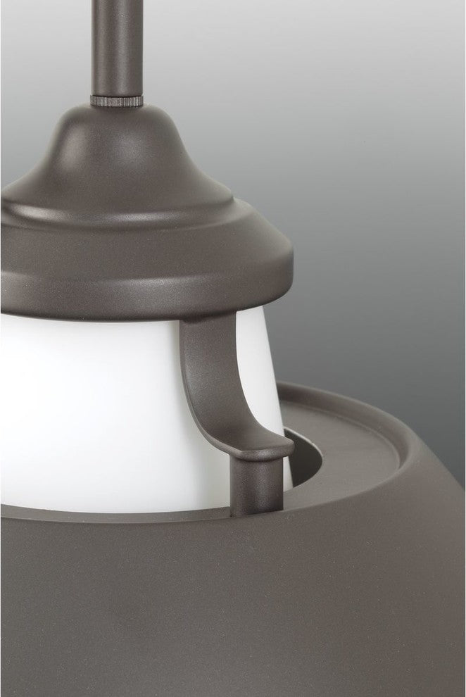 Carbon 1-Light Pendant with Metal Shade, 11"
