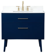 Elegant VF41036MBL-BS 36"Bathroom Vanity, Blue With Backsplash