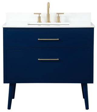 Elegant VF41036MBL-BS 36"Bathroom Vanity, Blue With Backsplash