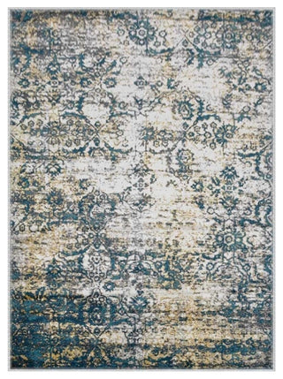 Machine Woven Heatset Polypropylene Area Rug Abstract Ivory Blue, [Rectangle] 4'x6'