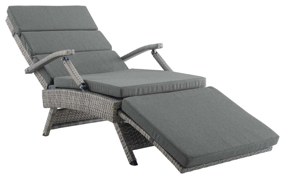 Envisage Chaise Outdoor Patio Wicker Rattan Lounge Chair Light Gray Charcoal
