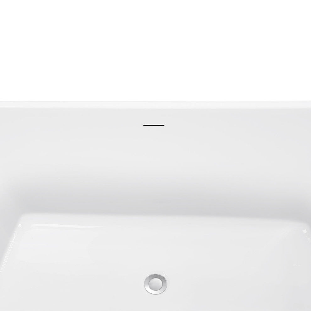 59" Acrylic Roll-Top Flatbottom Non-Whirlpool Bathtub, White