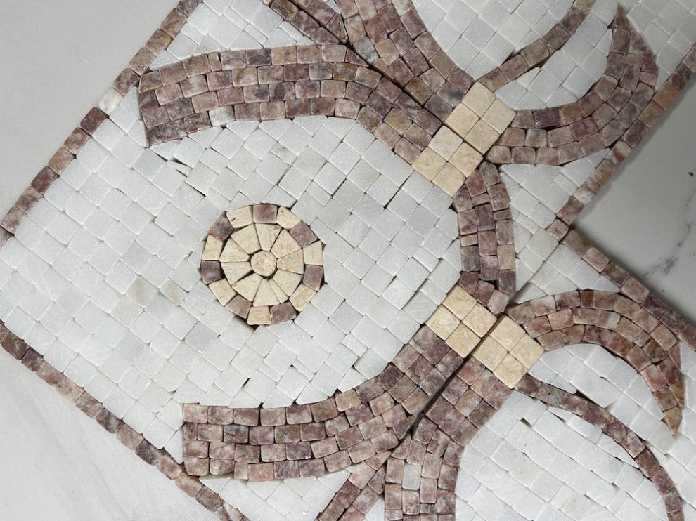 Marble Mosaic Border Listello Tile Dandelion Rojo 6.9x21.7 Tumbled, 1 piece