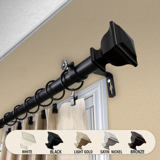 Isha 1" Curtain Rod, Black, 66-120"