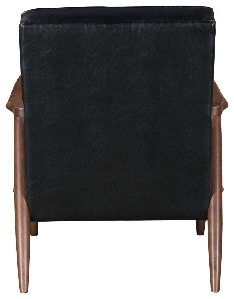Armchair Accent Chair, Faux Vinyl Leather, Wood, Black, Walnut, Hospitality