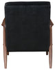 Armchair Accent Chair, Faux Vinyl Leather, Wood, Black, Walnut, Hospitality