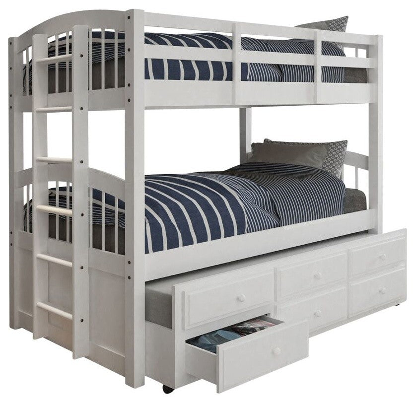 Candace White Twin over Twin Bunk Bed with Trundle