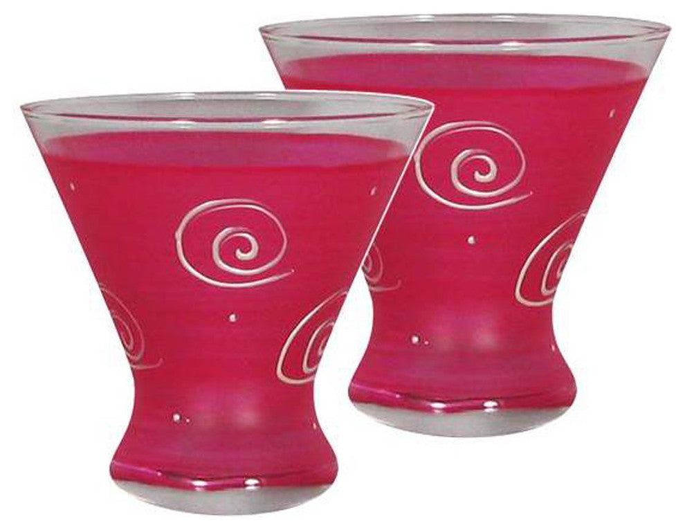 Frosted Curl Pink Cosmopolitan Glasses, Set of 2
