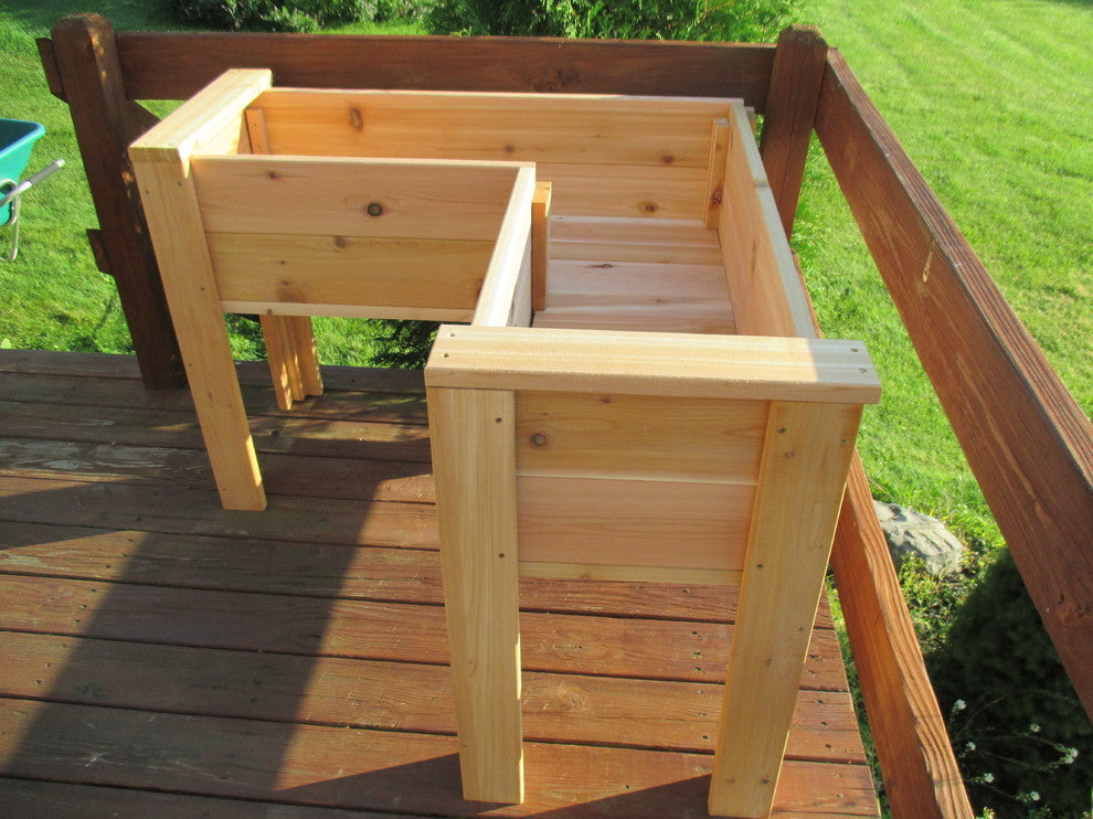 L-Shaped Cedar Elevated Patio Planter