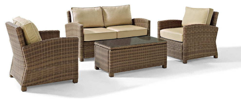 Bradenton 4-Piece Outdoor Wicker Seating Set With Sand Cushions
