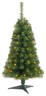 3' Green Artificial Christmas Tree With 50 LED Lights and 118 Bendable Branches