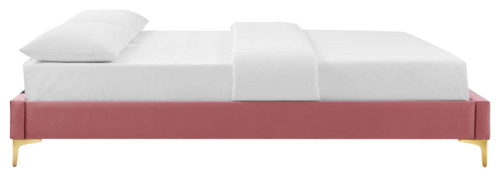 Sutton Queen Performance Velvet Bed Frame-Dusty Rose