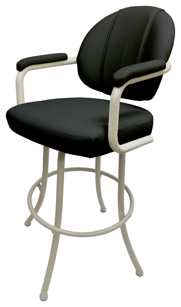 M-70 Swivel Stool With Metal Frame, Black, Beige, 30"