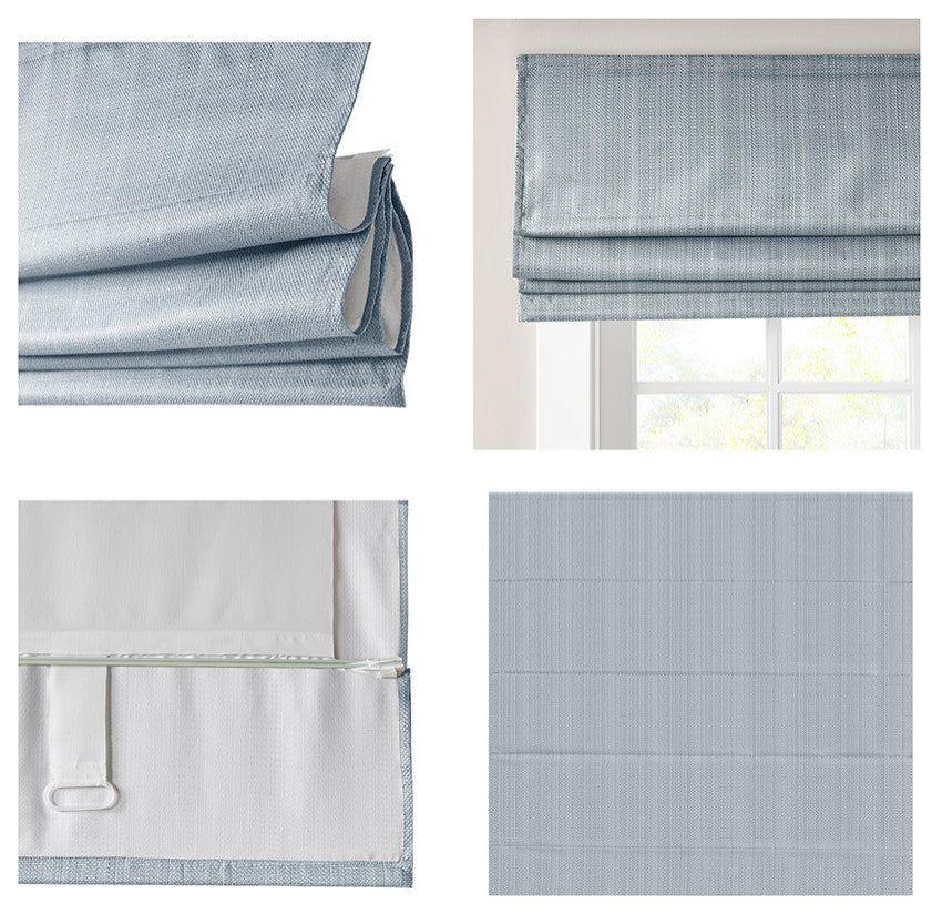 Madison Park Galen Basketweave Roman Shade, Blue, 35"