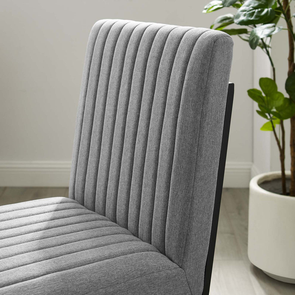 Tufted Side Dining Chair, Set of 2, Fabric, Metal, Gray, Modern, Bistro