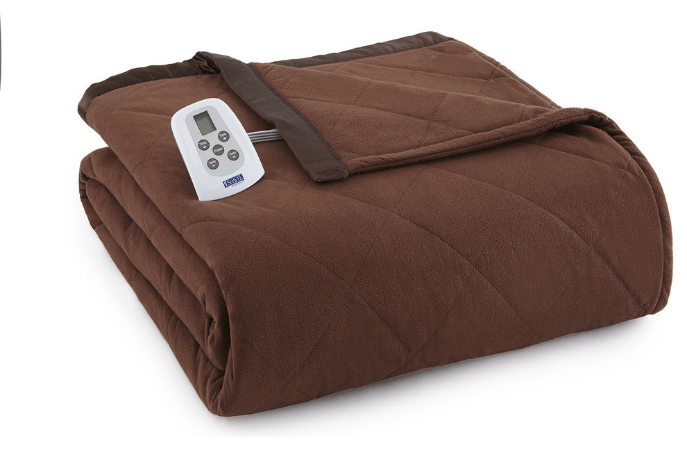 Micro Flannel Electric Heated Comforter, Chocolate, King