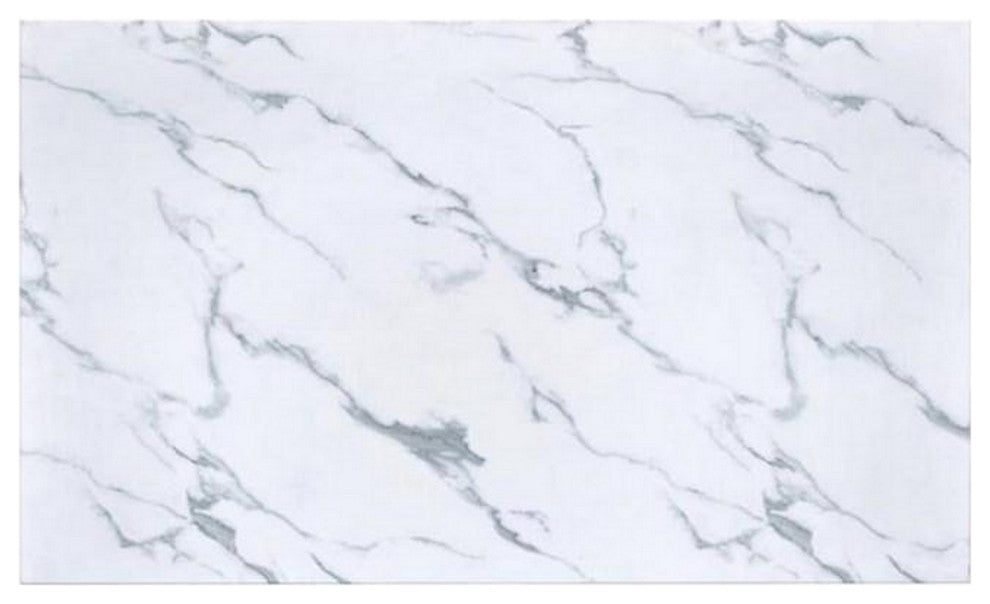 Benzara BM230351 Faux Marble Dining Table With Straight Metal Legs, Gray/White