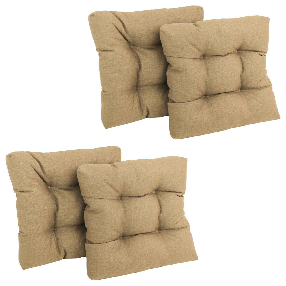 19" Squared Spun Polyester Tufted Dining Chair Cushion, Set of 4, Sandstone