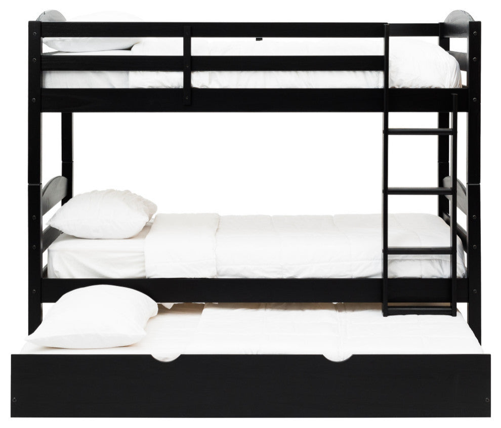 Solid Wood Twin over Twin Bunk Bed and Storage/Trundle Bed - Black