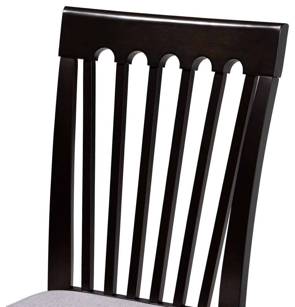 Keri Gray Fabric Espresso Brown Finish Dining Chairs, Set of 4