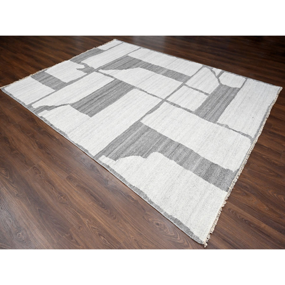 Grey Wool Hand knotted Natural Dyes Modern Oriental Rug 9' x 11'8"