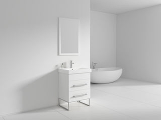 Fine Fixtures Modern Vanity Set, White, 24", Polished Chrome Hardware
