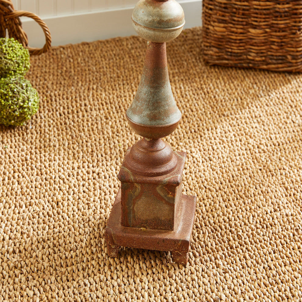 Rustic Weathered Galvanized Metal Finial Sculpture Rust Spindle Vintage Style