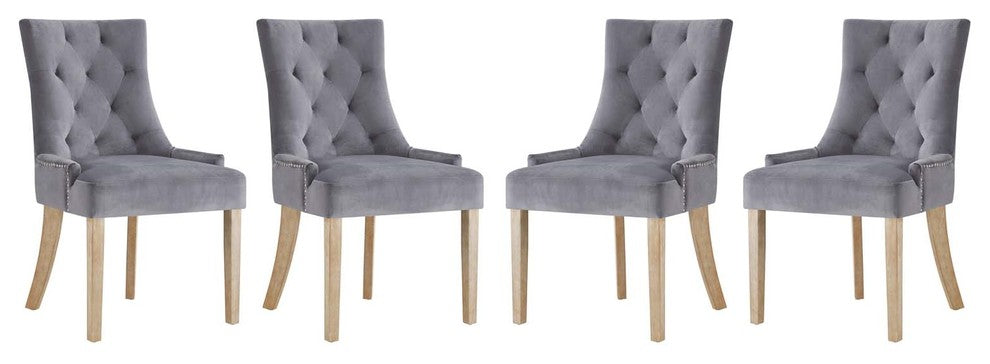 Pose Dining Chair Velvet Set of 4, Gray