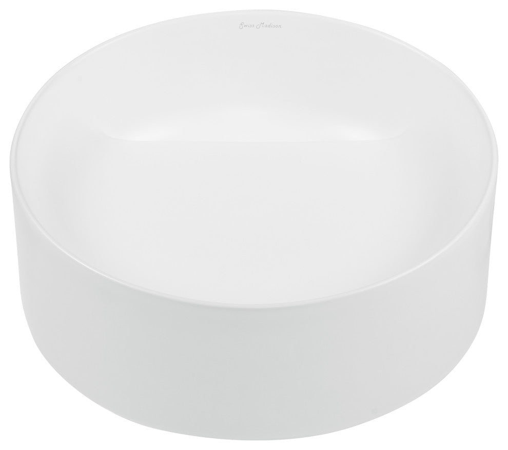 Beau 16.5" Round Vessel Bathroom Sink, Matte White