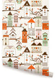 Birdhouse Peel and Stick Vinyl Wallpaper , Orange, 24"w X 60"h