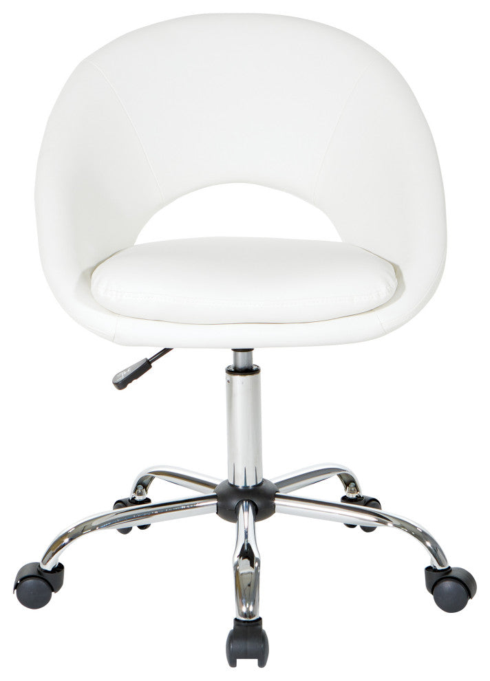 Milo Office Chair, Royal Velvet Fabric With Chrome Base, White